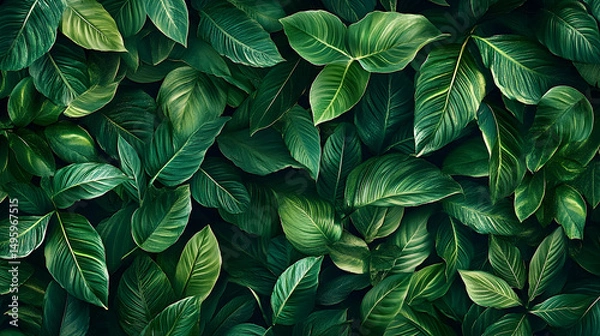 Obraz Lush green foliage in a dense pattern.