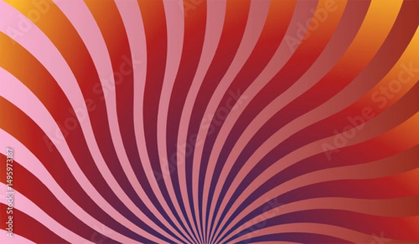 Fototapeta Gradient twisted swirl sunburst background with rays.