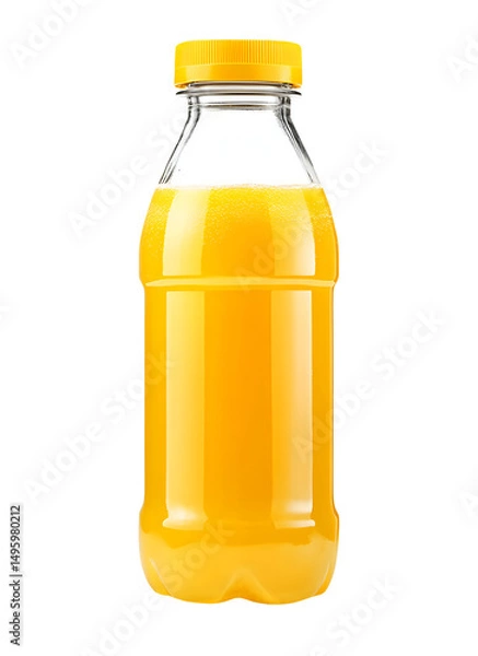 Fototapeta Bottle of fresh orange juice isolated on transparent background. PNG format