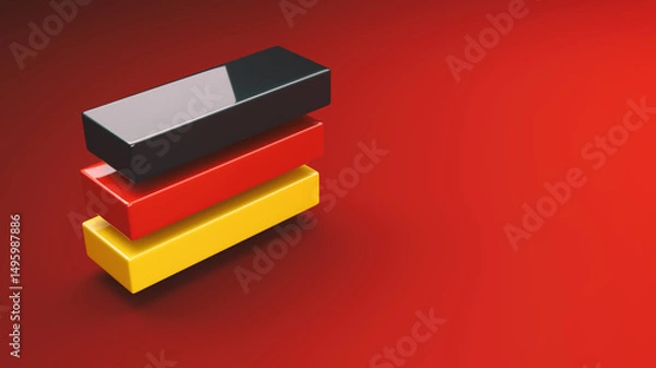 Fototapeta Stacked black, red, and gold bars, symbolizing German national colors and unity