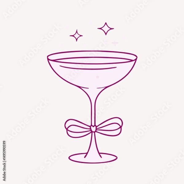 Fototapeta Elegant Champagne Glass with Bow Graphic Design