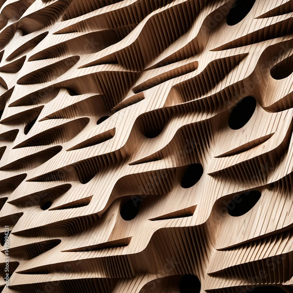 Obraz Abstract close-up of a parametric wooden façade.