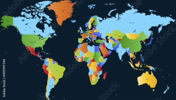 Obraz World map. Color modern vector map. Silhouette map.	