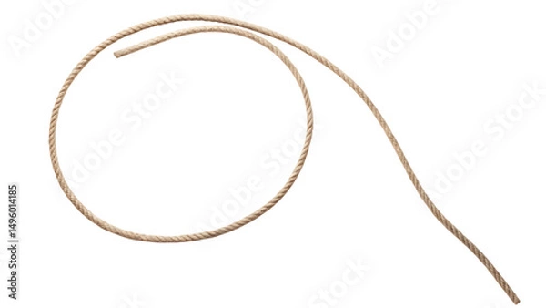 Fototapeta Beige rope loop isolated on a white background png ai generated