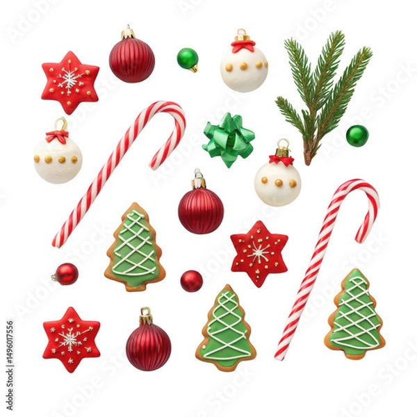 Obraz Christmas decor on black isolated on transparent background