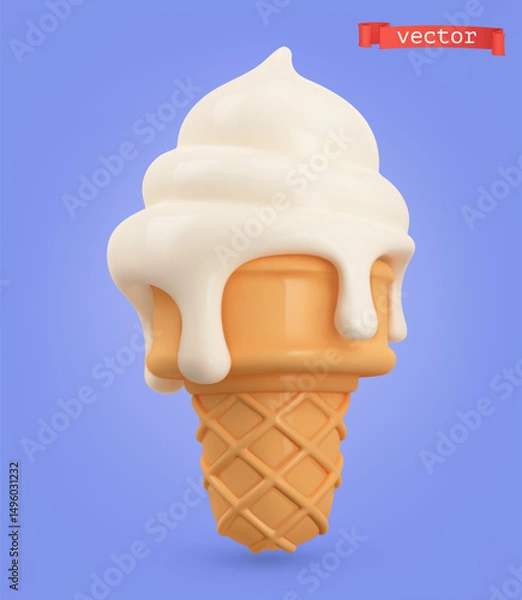Fototapeta Ice cream 3d cartoon vector icon