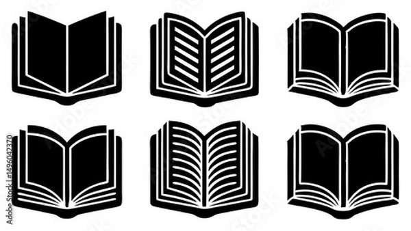 Obraz set of books Vector icon illustration silhouette Graphics design image white background
