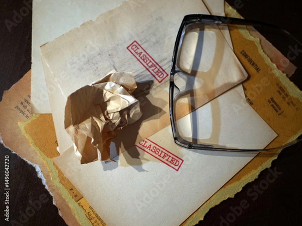 Obraz Close up of classified document papers
