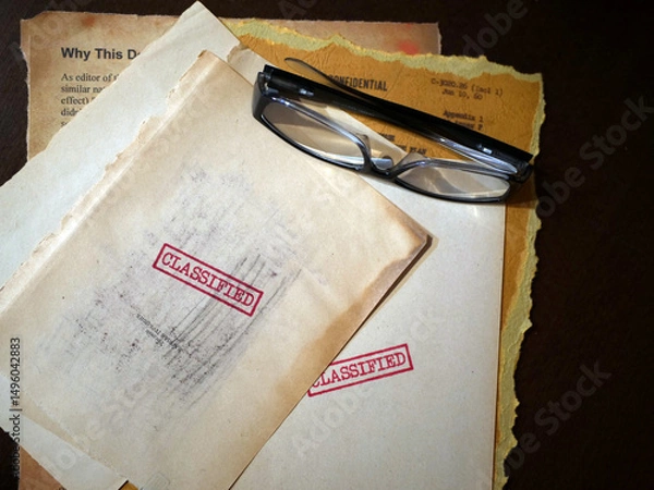 Obraz Close up of classified document papers