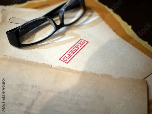 Obraz Close up of classified document papers