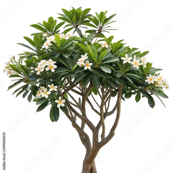 Fototapeta A frangipani tree in bloom isolated on transparent background