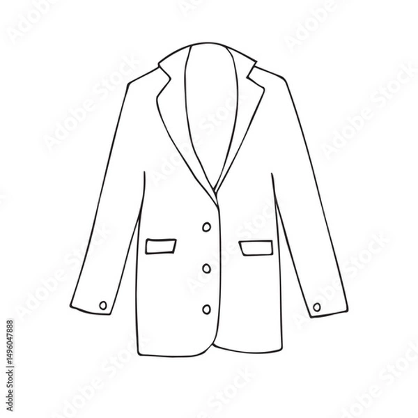 Fototapeta Vector hand drawn sketch doodle outline jacket blazer isolated on white background