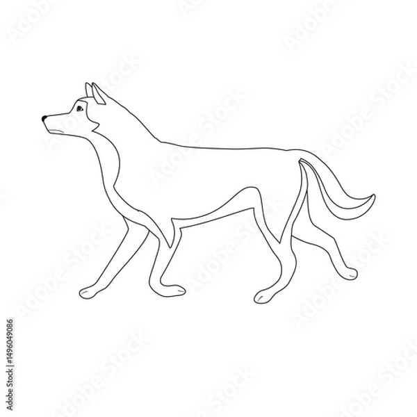 Fototapeta Vector flat hand drawn outline husky dog isolated on white background