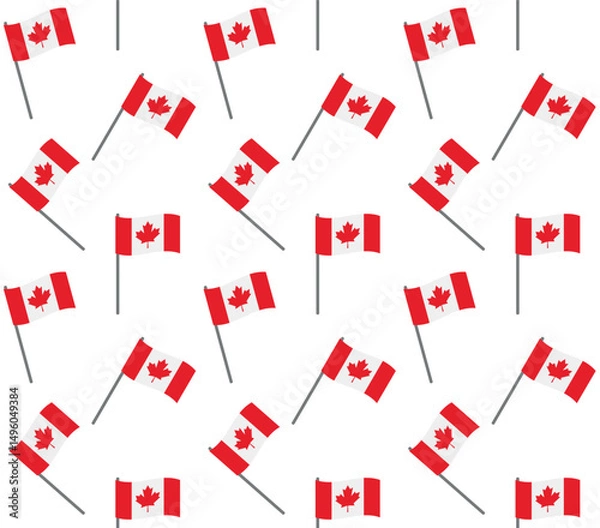 Fototapeta Vector seamless pattern of flat Canada flag isolated on white background
