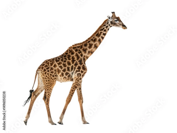 Obraz A giraffe walking sideways isolated on transparent background