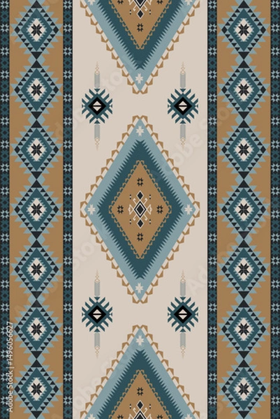 Fototapeta Vector Boho Navajo Tribal and Native American seamless pattern  geometric ethnic SouthWestern decor style  geometric ornament Aztec ornament pattern  for home decoration, textile and fashion
