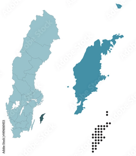 Obraz Set maps of Gotland County