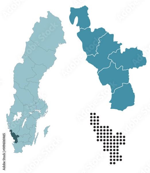 Obraz Set maps of Halland County