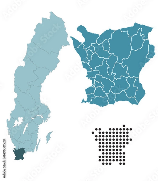 Obraz Set maps of Skåne County