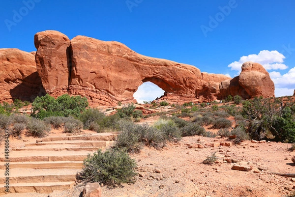 Obraz Arches National Park: View of steps to north window arch