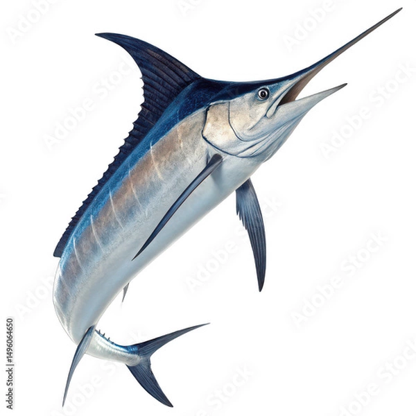 Fototapeta Isolated marlin jumping isolated on transparent background
