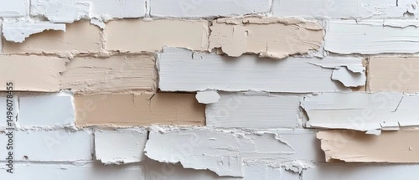 Obraz A white brick wall with a textured surface and uneven edges.