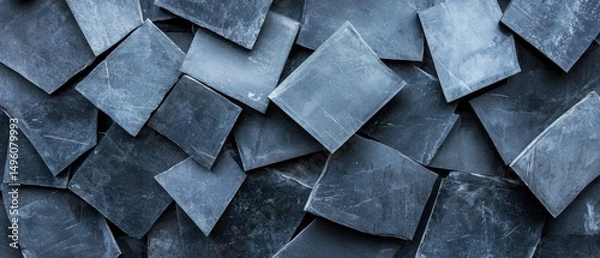 Obraz A textured background of overlapping dark gray tiles.