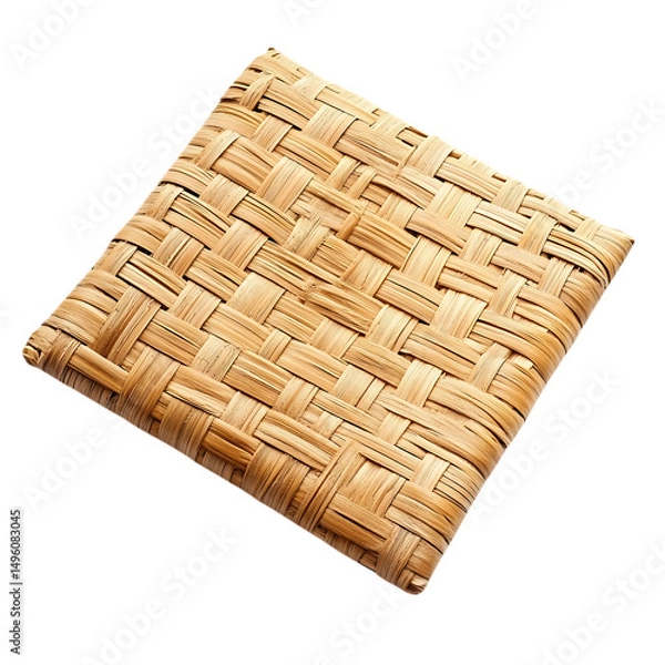 Fototapeta Minimalist Natural Straw Mat with an Elegant Woven Isolated on Transparent Background