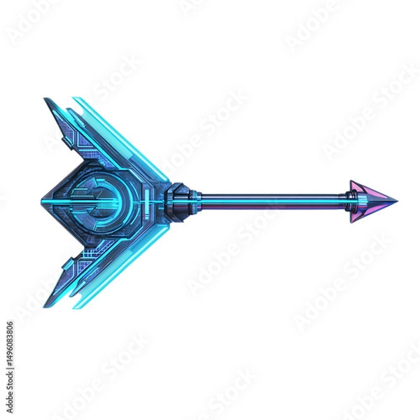 Fototapeta Futuristic Arrow with Digital Precision in Electric Isolated on Transparent Background