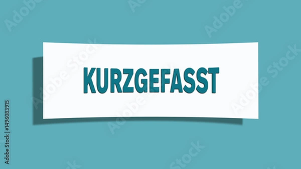 Fototapeta Kurzgefasst (In short) - A card isolated on light green background.