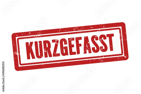 Fototapeta Kurzgefasst (In short) - A red stamp, isolated on white background.