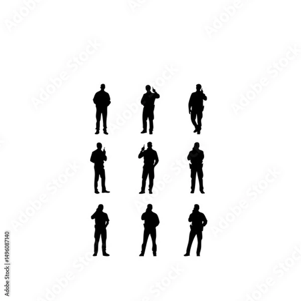 Fototapeta 9 Secret Agents Silhouette - Tactical Team Vector Art