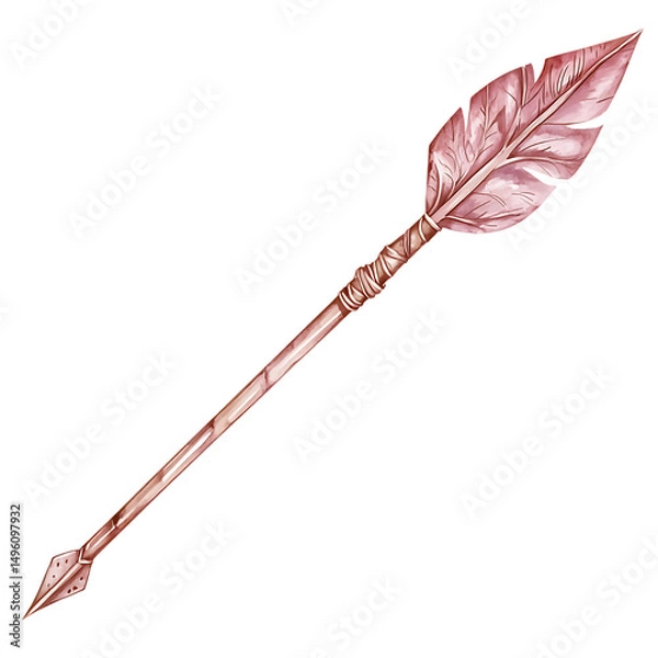Obraz Artistic Arrow with Expressive Curves in Dusty Rose Isolated on Transparent Background
