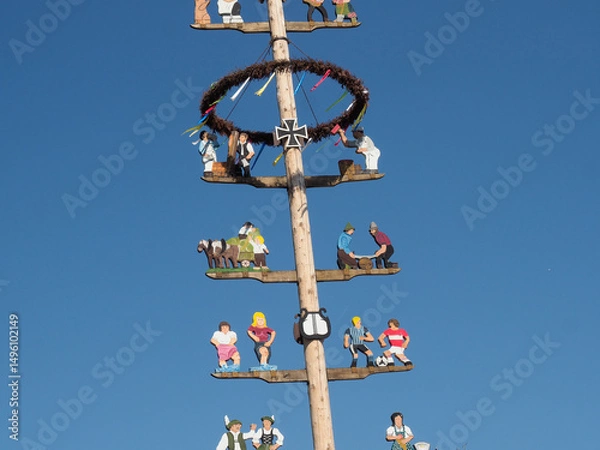 Fototapeta Allgau, Typical decorated Maypole
