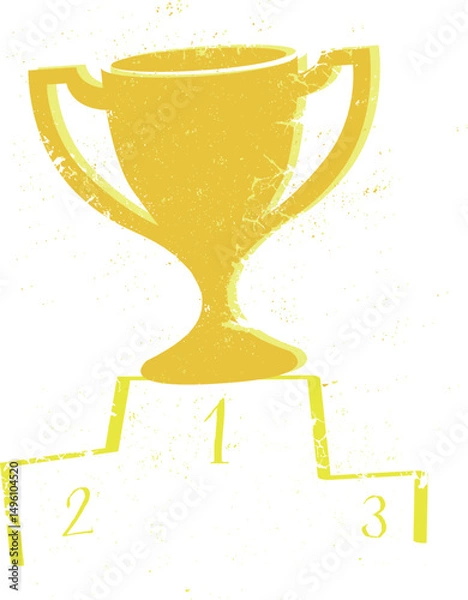 Obraz Vector illustration of a gold trophy on a podium, isolated on white background. Ideal for sports, competition, awards, recognition, success, and symbolic concepts like victory and achievement.