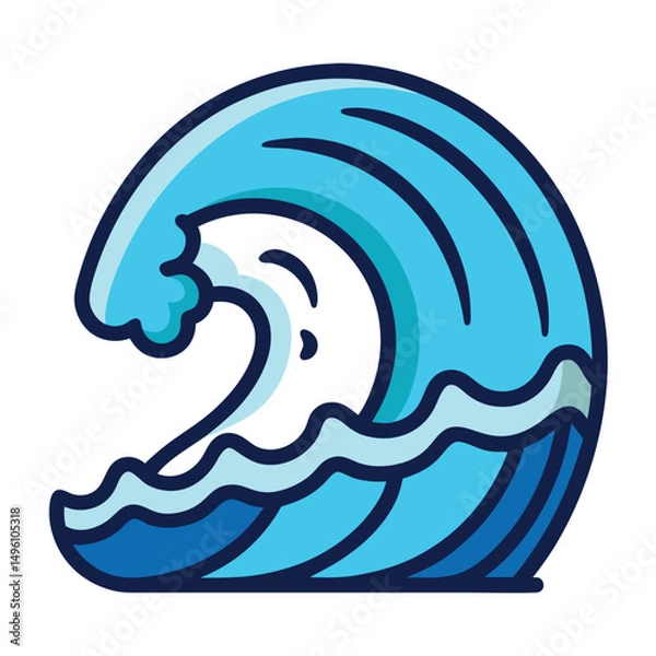 Fototapeta Line Icon Of Large Ocean Wave  Surfing Or Sea Vect (2)