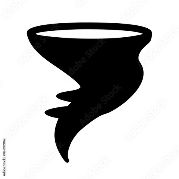 Fototapeta Tornado silhouette vector illustration of a powerful twister storm isolated on white background design