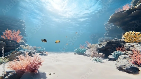 Obraz Tropical Reef with Fish, and Ocean Scene.