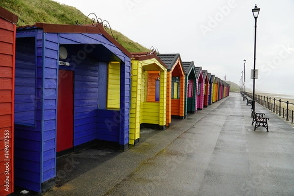Obraz Colourful seaside beach huts
