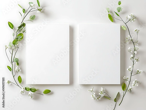 Obraz 2 blank card mockups showcasing messages for greetings, custom design card, wedding card, invitation card, thank you card, empty card, save the date