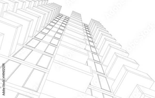 Fototapeta Abstract modern architectural 3d illustration