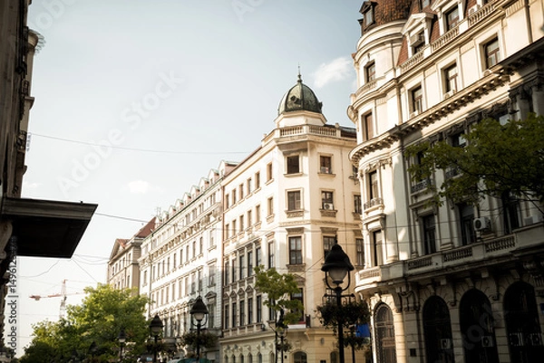 Obraz Knez mihailova street showing traditional architecture in Belgrade, Serbia