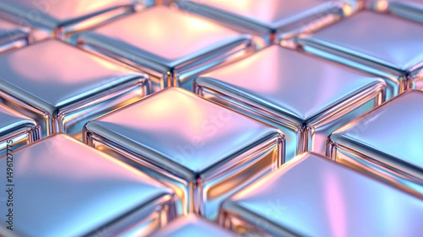 Obraz Shiny metallic colorful cubes form an abstract 3D geometric pattern, symbolizing modernity, innovation, structure, complexity, and vibrant energy in a sleek futuristic design.
