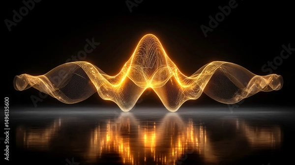 Fototapeta Yellow light waves spiral into an electric tunnel, glowing brightly on a black or white background. Symbolizing speed, innovation, energy, and the electrifying pulse of futuristic motion.
