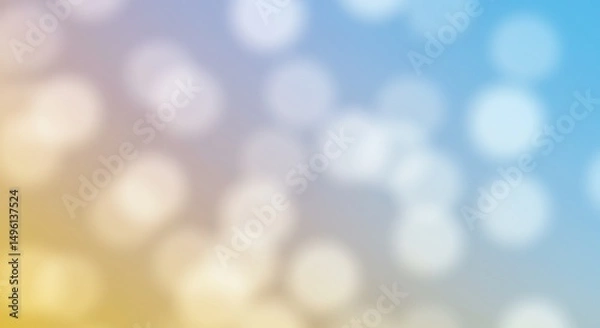 Obraz Blurred bokeh-style abstract background using lavender, lemon yellow, and sky blue, creating a peaceful, soft-focus visual with a minimalist and calm aesthetic for modern and elegant design use.