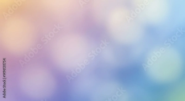 Fototapeta Blurred bokeh-style abstract background using lavender, lemon yellow, and sky blue, creating a peaceful, soft-focus visual with a minimalist and calm aesthetic for modern and elegant design use.