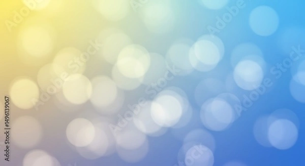 Fototapeta Blurred bokeh-style abstract background using lavender, lemon yellow, and sky blue, creating a peaceful, soft-focus visual with a minimalist and calm aesthetic for modern and elegant design use.