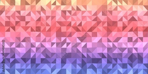 Fototapeta Low Poly Geometric Background with Orange to Blue Gradient Triangles. Ideal for presentations, cards, printing, boards, poster