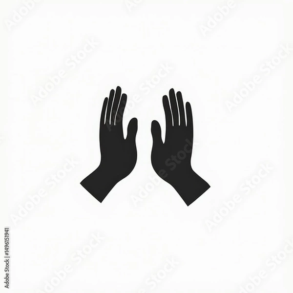 Fototapeta Minimalist Black Vector Clapping Hands Emoji with Motion Lines
