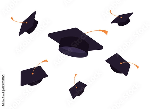 Obraz Set Graduation Hat Icons
